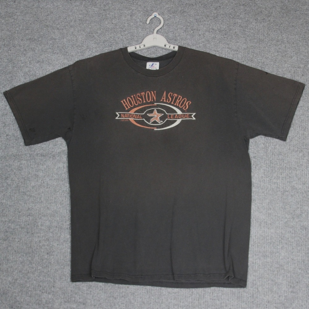 Vintage Houston Astros Logo Athletic MLB T Shirt Black Mens XL Baseball